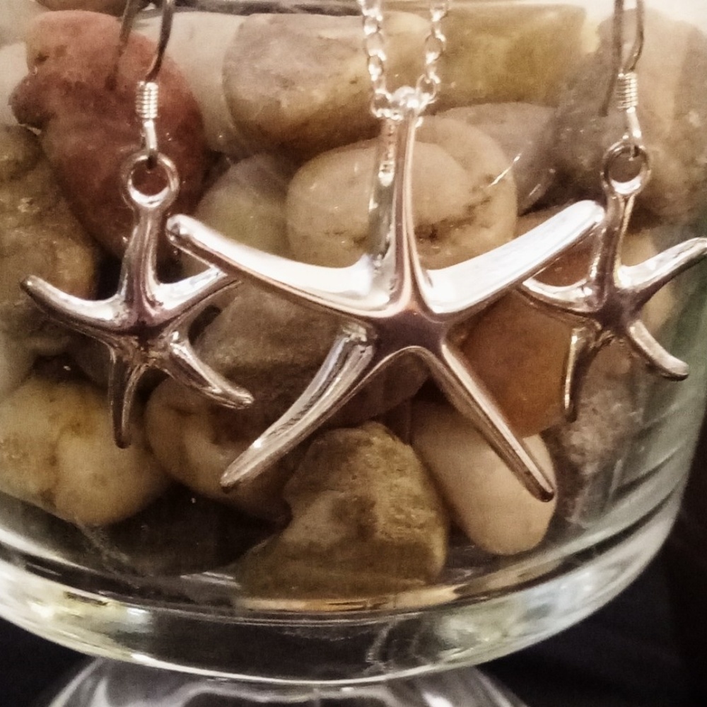 Sterling Silver Starfish Necklace w/earrings